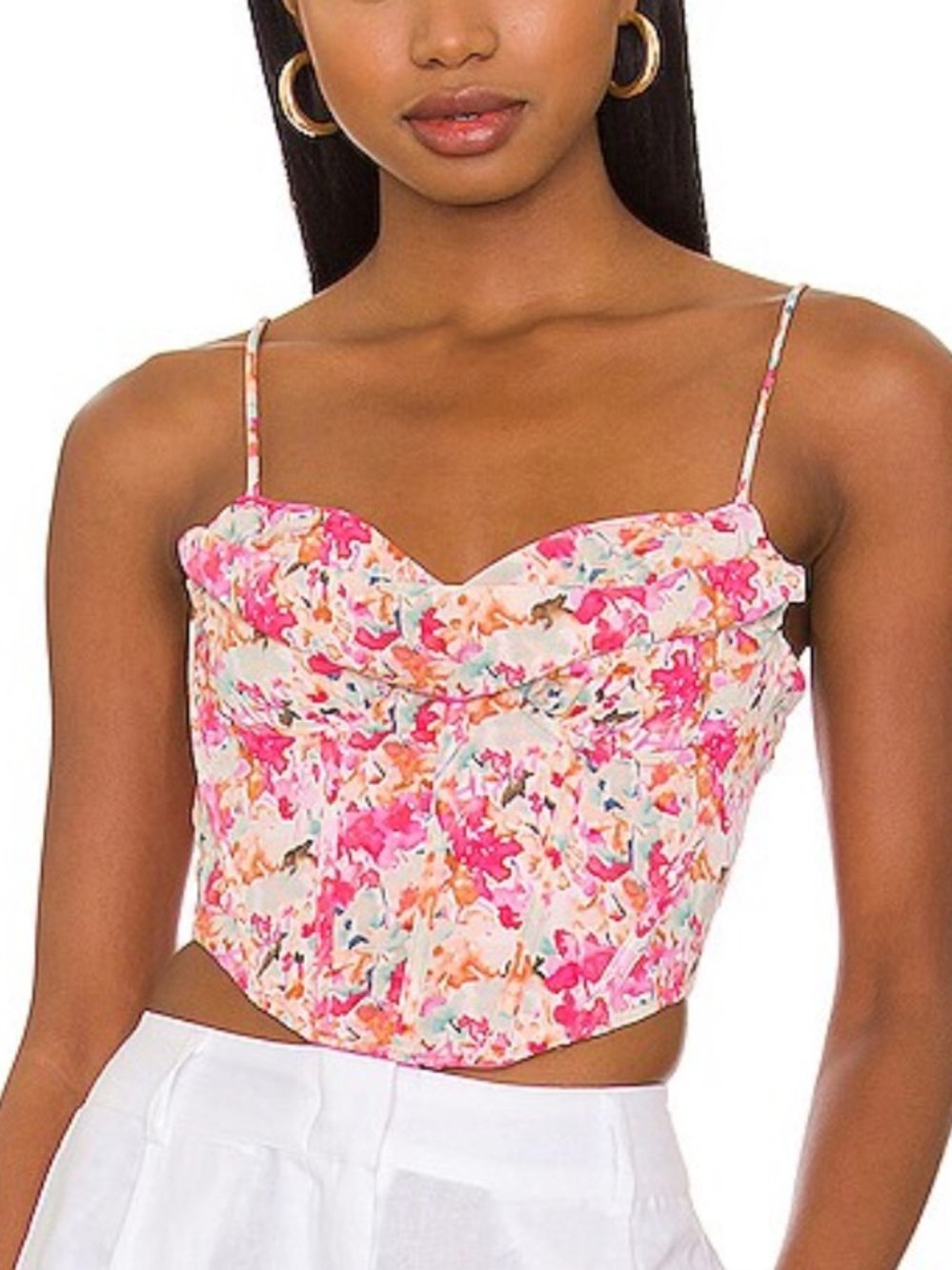 More to come floral bustier corset tank - Pink Floral